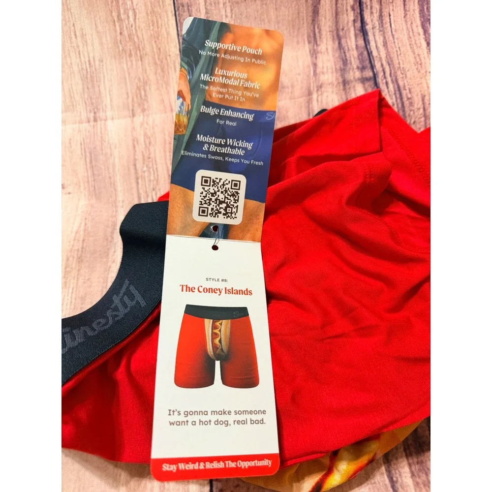 Shinesty Ball Hammock Boxers Mens Medium The Coney Islands Red Hot Dog Pouch NEW
